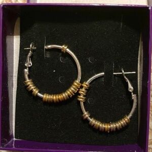 Cherrydale Hoop earrings - silver tone hoops with gold tone NWT
